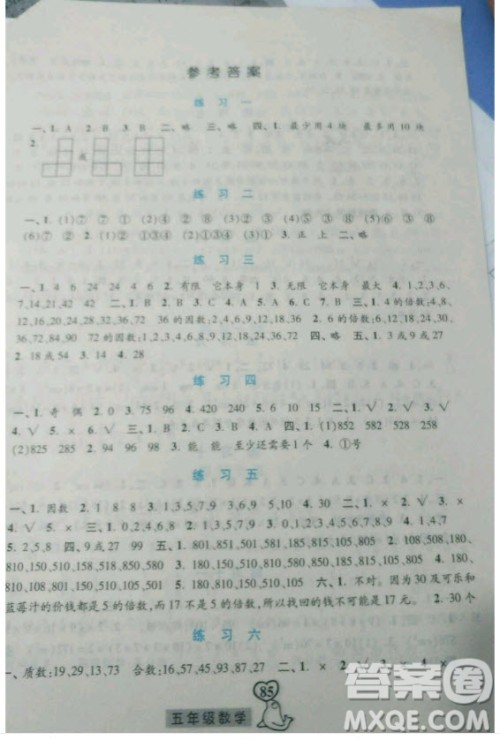河北美术出版社2019年一路领先暑假作业五年级数学人教版答案 河北美术出版社2019年一路领先暑假作业五年级数学人教版答案
