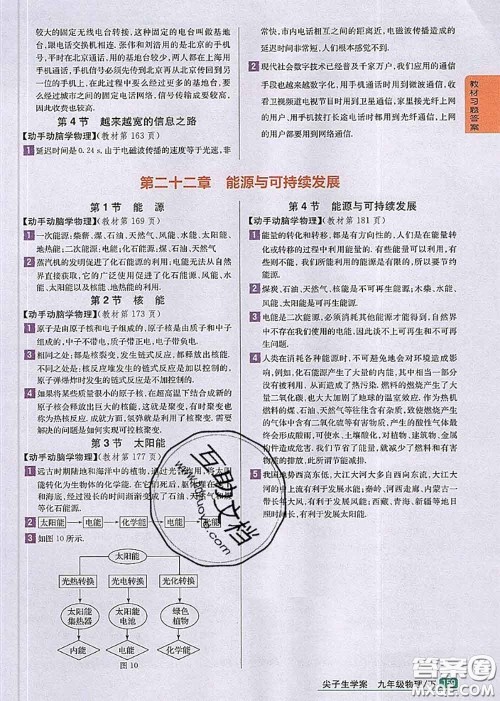 人民教育出版社2020年课本教材九年级物理全一册人教版参考答案