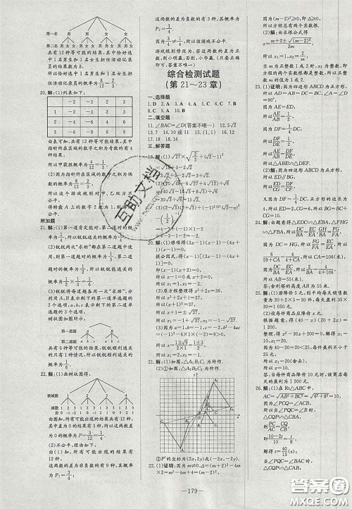 2020年初中同步学习导与练导学探究案九年级数学上册华师大版答案