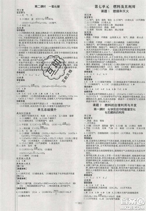 2020年初中同步学习导与练导学探究案九年级化学上册人教版答案