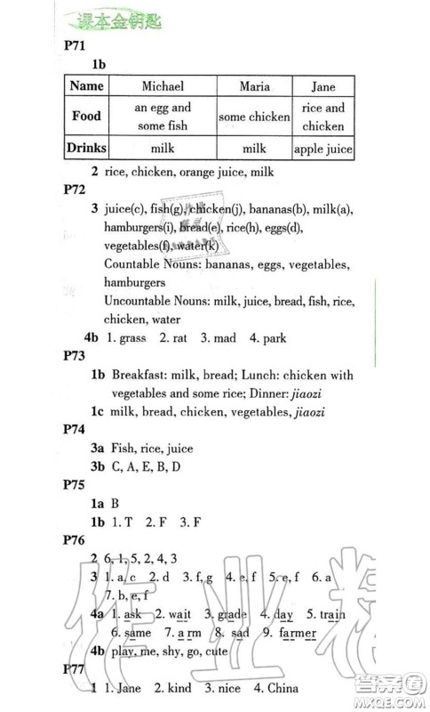 科学普及出版社2020年课本教材七年级英语仁爱版参考答案