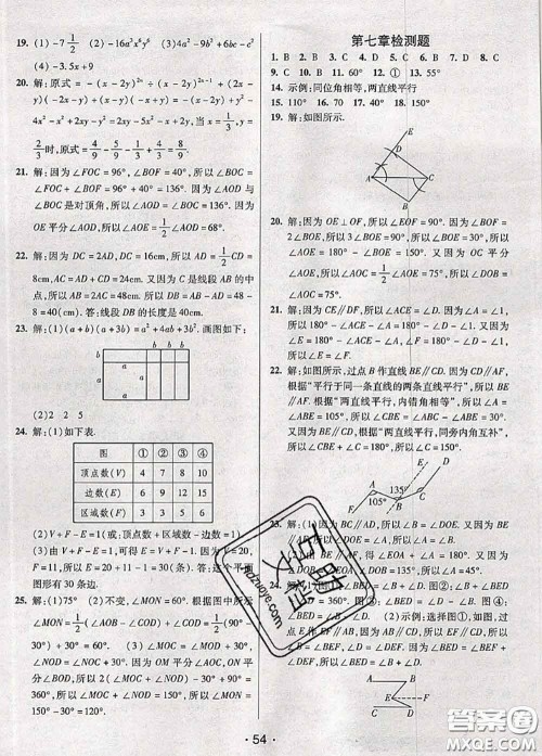 新疆青少年出版社2020同行学案学练测六年级数学下册鲁教版参考答案