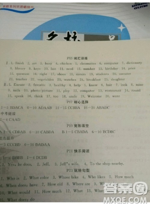 延边大学出版社2020年名校一号学年总复习七年级英语人教版答案