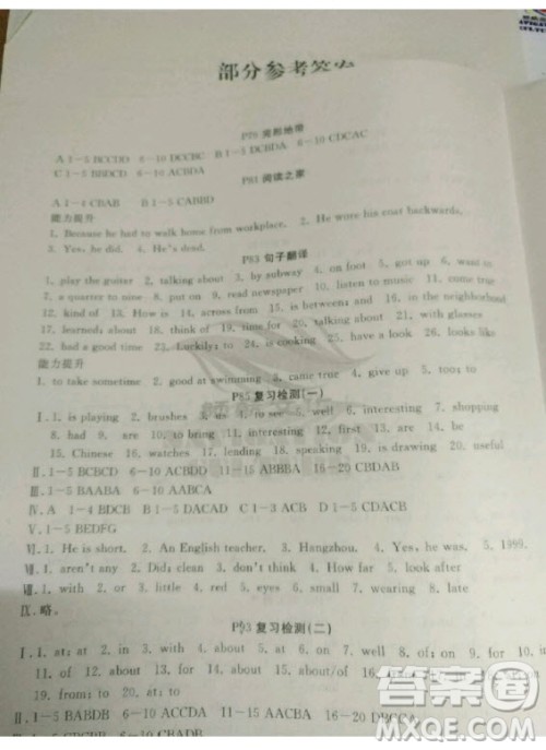 延边大学出版社2020年名校一号学年总复习七年级英语人教版答案