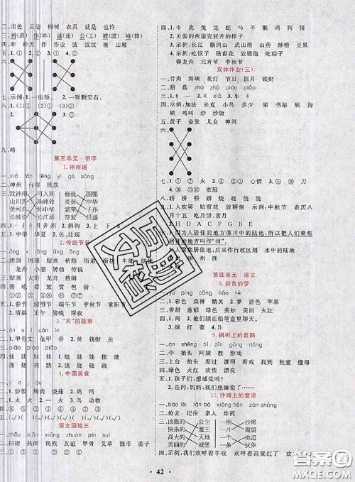 北京教育出版社2019年名题1+1二年级语文下册人教版参考答案