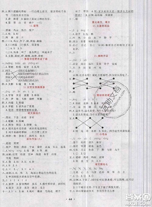 北京教育出版社2019年名题1+1二年级语文下册人教版参考答案 北京教育出版社2019年名题1+1二年级语文下册人教版参考答案