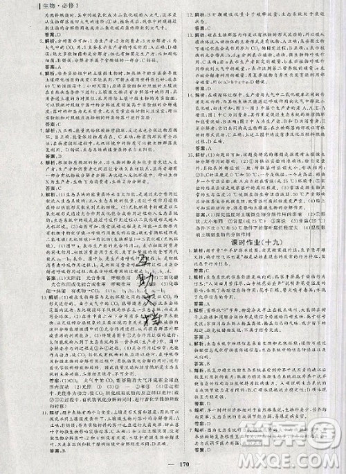 2020年优化探究同步导学案生物必修3人教版答案