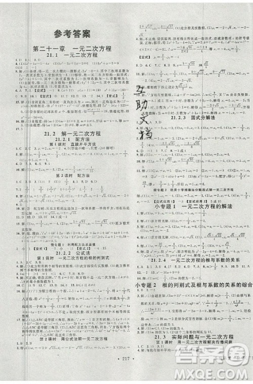 2020秋名校课堂九年级数学全一册RJ人教版广西专版答案