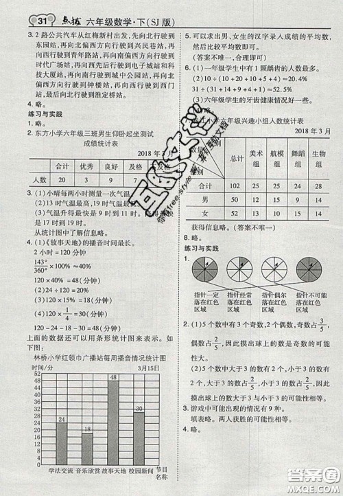 江苏凤凰教育出版社2020义务教育教科书六年级数学下册苏教版课后习题答案