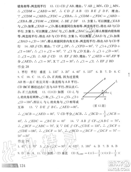 上海科学技术出版社2020年暑假作业八年级数学沪科版参考答案