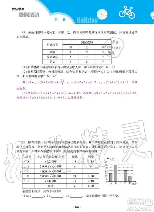 2020年优佳学案暑假活动八年级数学人教版参考答案