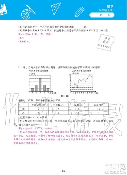 2020年优佳学案暑假活动八年级数学人教版参考答案 2020年优佳学案暑假活动八年级数学人教版参考答案