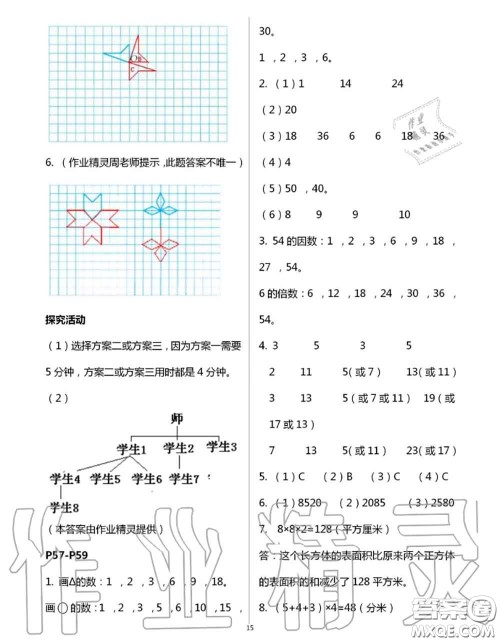 安徽少年儿童出版社2020年暑假作业五年级数学人教版参考答案 安徽少年儿童出版社2020年暑假作业五年级数学人教版参考答案