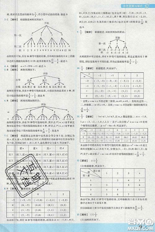 天星教育2020年秋一遍过初中数学九年级上册北师版参考答案