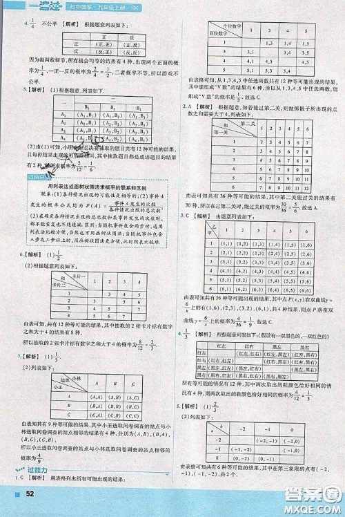 天星教育2020年秋一遍过初中数学九年级上册苏科版参考答案