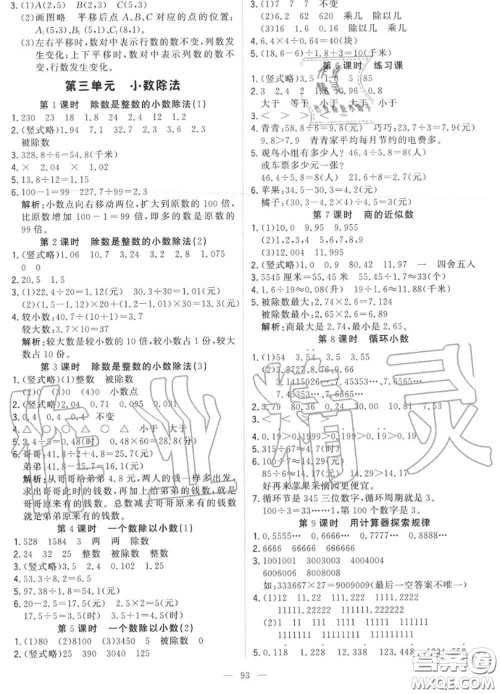 2020年秋1加1轻巧夺冠优化训练五年级数学上册人教版参考答案 2020年秋1加1轻巧夺冠优化训练五年级数学上册人教版参考答案