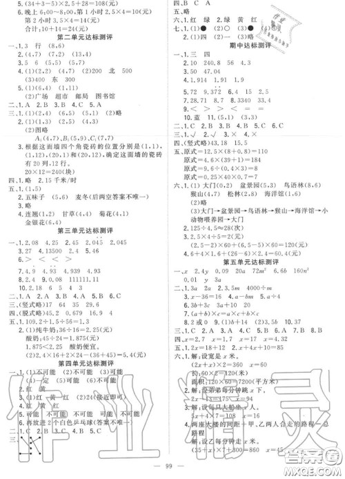 2020年秋1加1轻巧夺冠优化训练五年级数学上册人教版参考答案 2020年秋1加1轻巧夺冠优化训练五年级数学上册人教版参考答案