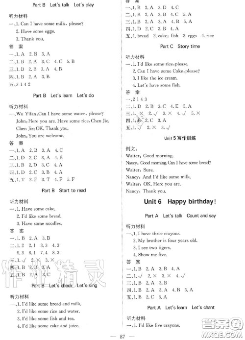 2020年秋1加1轻巧夺冠优化训练三年级英语上册人教版参考答案 2020年秋1加1轻巧夺冠优化训练三年级英语上册人教版参考答案