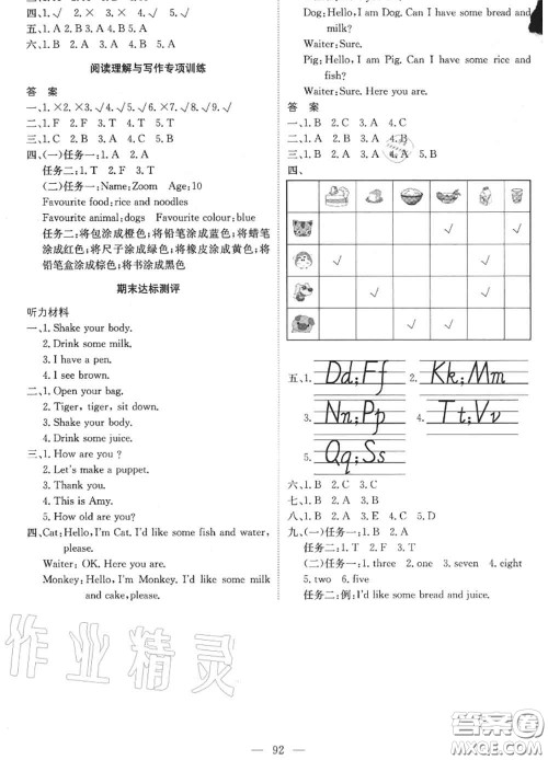 2020年秋1加1轻巧夺冠优化训练三年级英语上册人教版参考答案 2020年秋1加1轻巧夺冠优化训练三年级英语上册人教版参考答案
