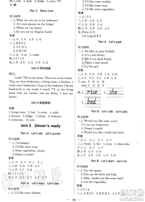 2020年秋1加1轻巧夺冠优化训练四年级英语上册人教版参考答案 2020年秋1加1轻巧夺冠优化训练四年级英语上册人教版参考答案