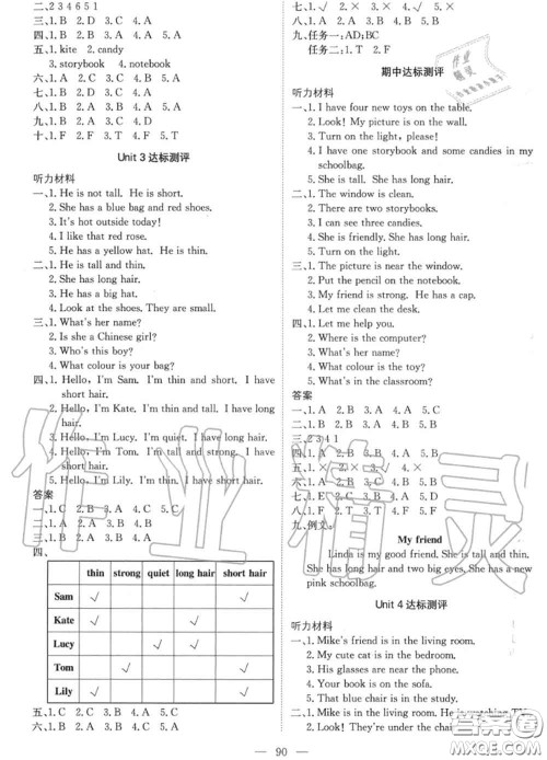 2020年秋1加1轻巧夺冠优化训练四年级英语上册人教版参考答案
