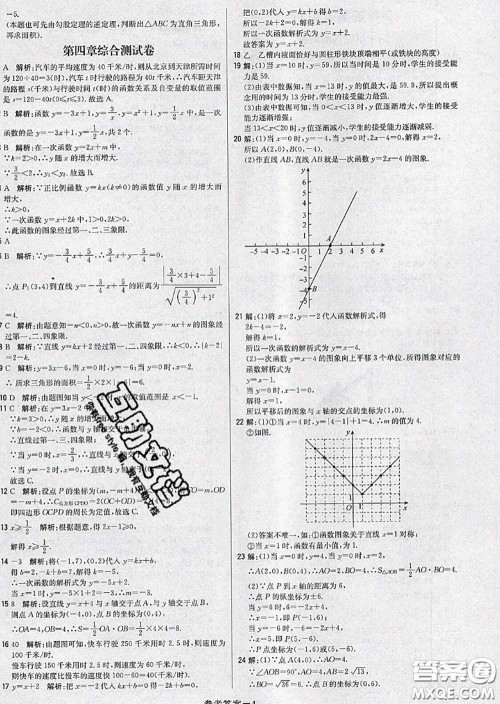 2020年秋1加1轻巧夺冠优化训练八年级数学上册北师版参考答案 2020年秋1加1轻巧夺冠优化训练八年级数学上册北师版参考答案
