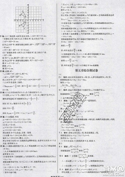 2020年秋1加1轻巧夺冠优化训练八年级数学上册北师版参考答案 2020年秋1加1轻巧夺冠优化训练八年级数学上册北师版参考答案