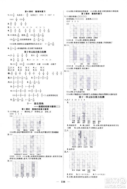 2020年阳光同学课时优化作业数学三年级上册QD青岛版五四制答案