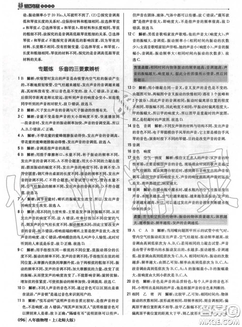 2020年秋1加1轻巧夺冠优化训练八年级物理上册北师版参考答案 2020年秋1加1轻巧夺冠优化训练八年级物理上册北师版参考答案