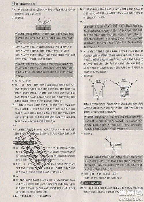 2020年秋1加1轻巧夺冠优化训练八年级物理上册沪科版参考答案