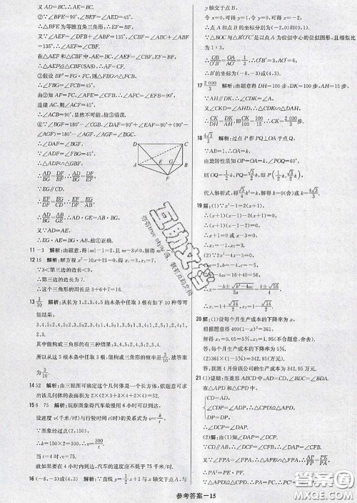 2020年秋1加1轻巧夺冠优化训练九年级数学上册北师版参考答案