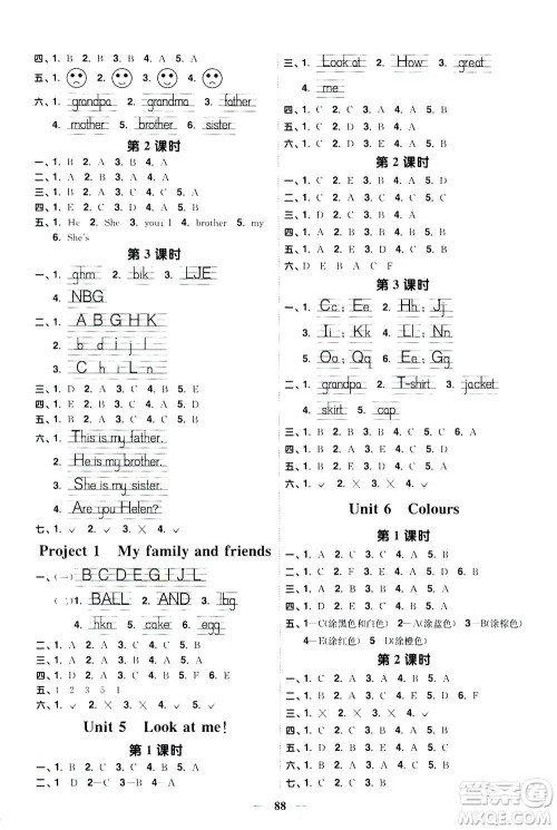 2020年阳光同学课时优化作业英语三年级上册YL译林版答案