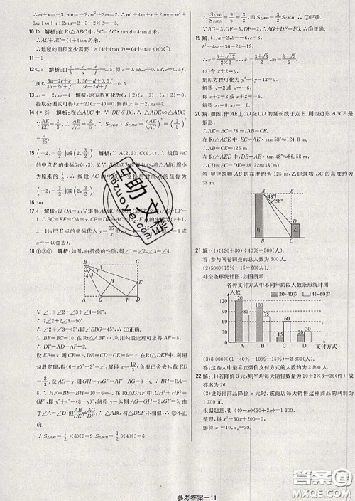 2020年秋1加1轻巧夺冠优化训练九年级数学上册湘教版参考答案 2020年秋1加1轻巧夺冠优化训练九年级数学上册湘教版参考答案