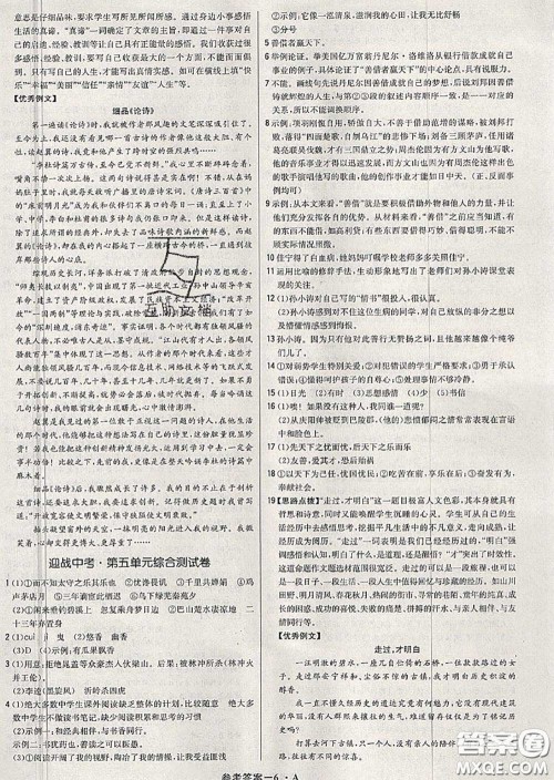 2020年秋1加1轻巧夺冠优化训练九年级语文上册人教版参考答案