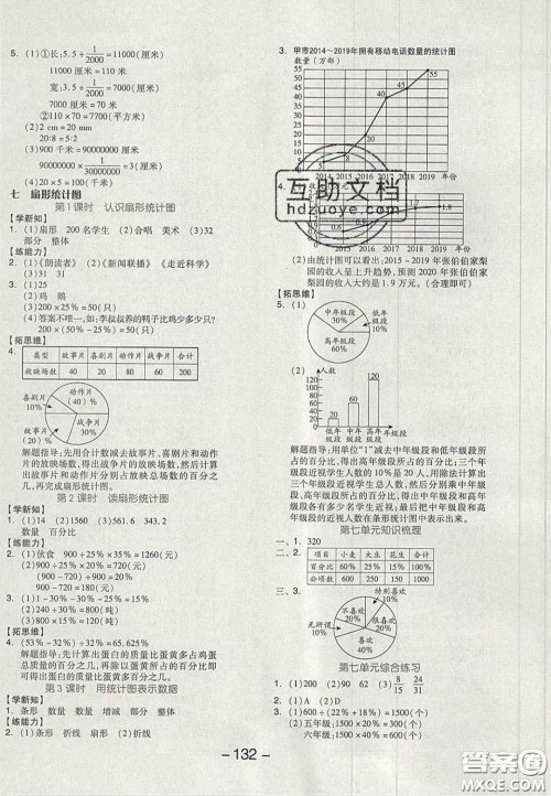 开明出版社2020全品学练考六年级数学上册冀教版答案
