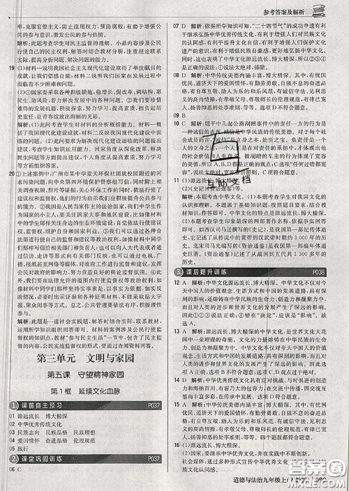 2020年秋1加1轻巧夺冠优化训练九年级道德与法治上册人教版参考答案