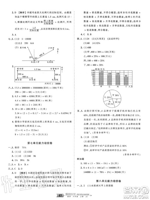 2020年秋王朝霞培优100分六年级数学上册冀教版参考答案