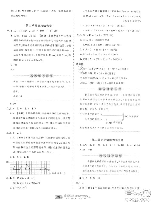 2020年秋王朝霞培优100分五年级数学上册苏教版参考答案