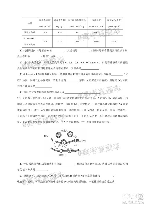 2021届江苏省启东中学高三期初考试生物试卷及答案 2021届江苏省启东中学高三期初考试生物试卷及答案
