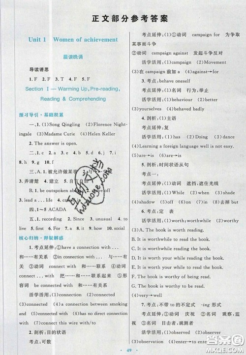 2020高中同步测控优化设计英语必修4人教版答案 2020高中同步测控优化设计英语必修4人教版答案