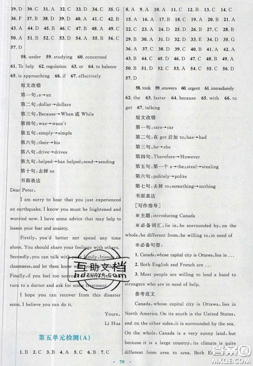 2020高中同步测控优化设计英语必修4人教版答案 2020高中同步测控优化设计英语必修4人教版答案