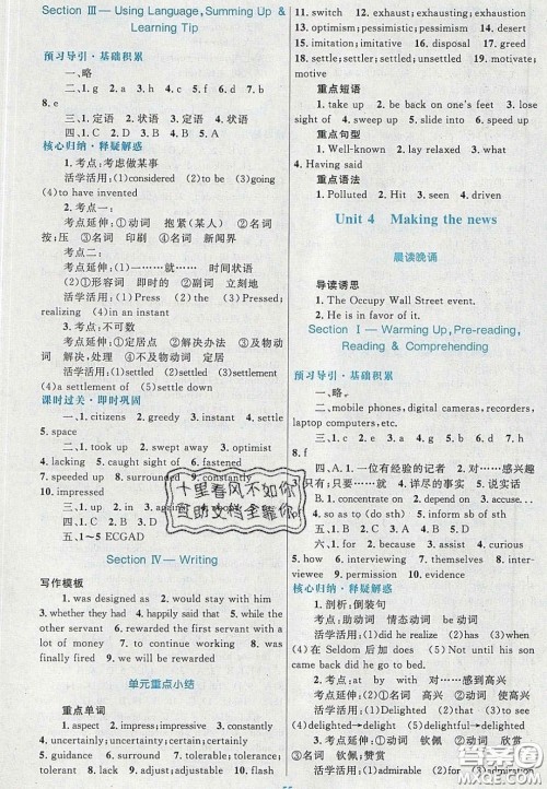 2020高中同步测控优化设计英语必修5人教版答案