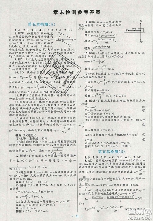 2020高中同步测控优化设计物理必修2人教版答案 2020高中同步测控优化设计物理必修2人教版答案