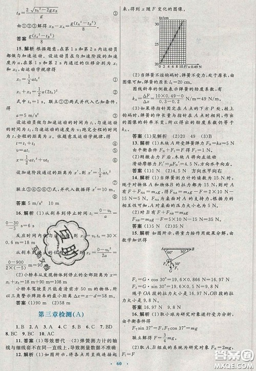 2020高中同步测控优化设计物理必修1人教版陕西专版答案