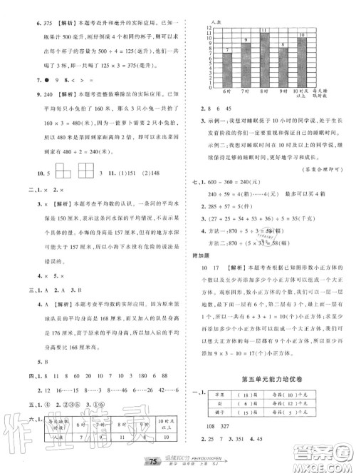 2020年秋王朝霞培优100分四年级数学上册苏教版参考答案