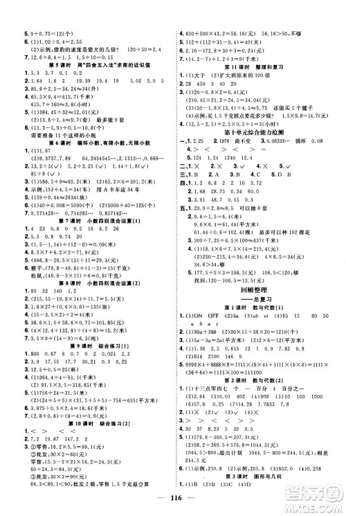 2020年阳光同学课时优化作业数学四年级上册QD青岛版五四制答案