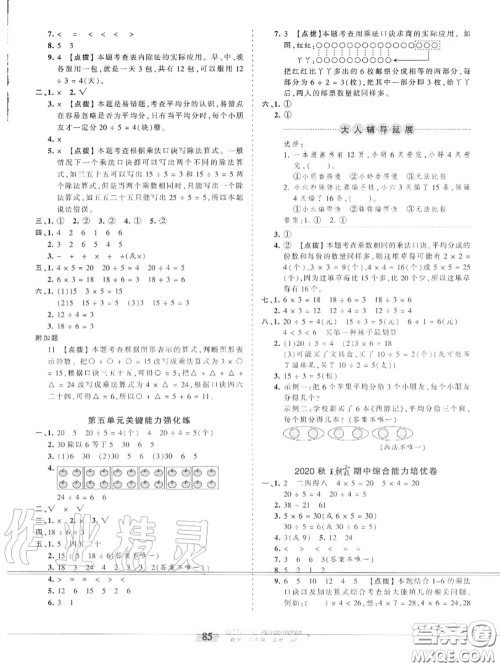 2020年秋王朝霞培优100分二年级数学上册冀教版参考答案