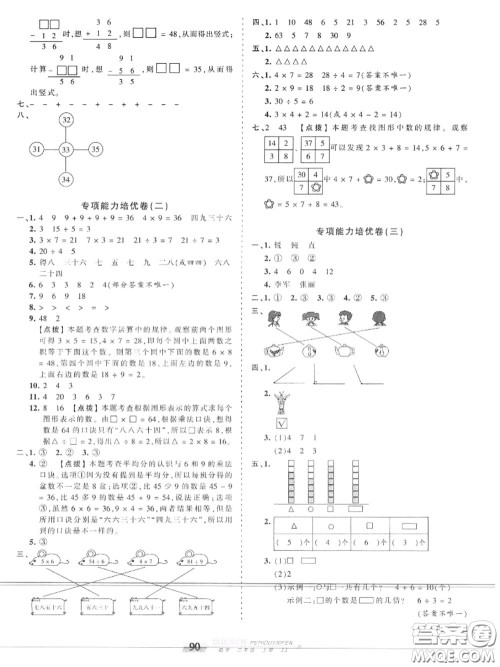 2020年秋王朝霞培优100分二年级数学上册冀教版参考答案 2020年秋王朝霞培优100分二年级数学上册冀教版参考答案