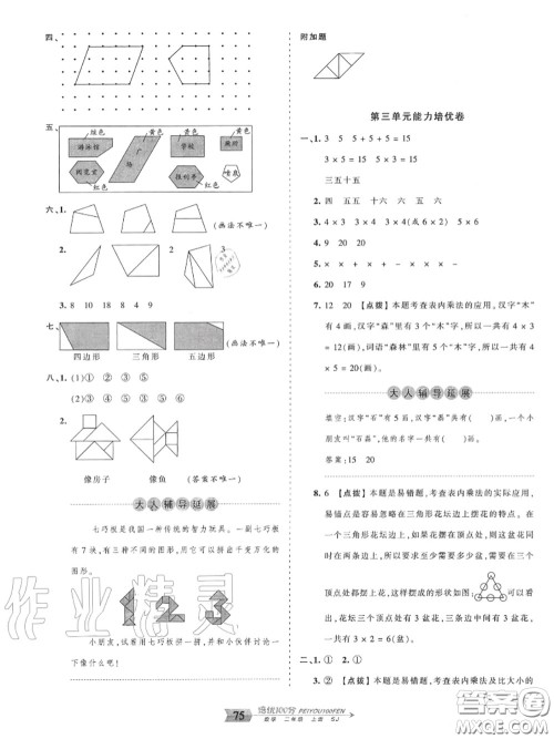 2020年秋王朝霞培优100分二年级数学上册苏教版参考答案