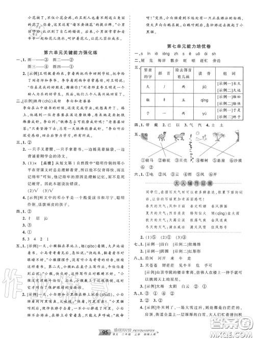 2020年秋王朝霞培优100分二年级语文上册人教版参考答案